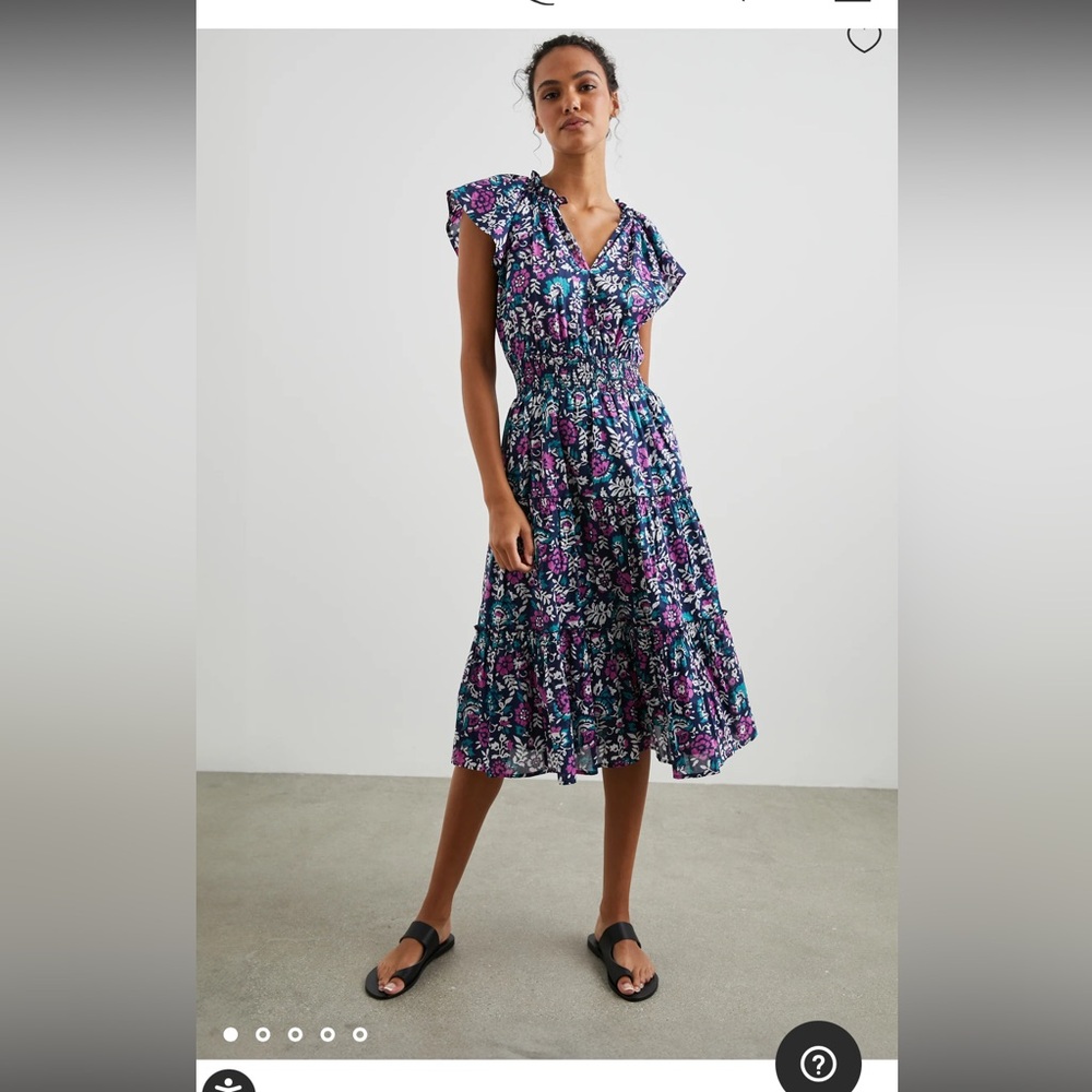 Rails Purple and Blue Floral Midi Dress Size: med